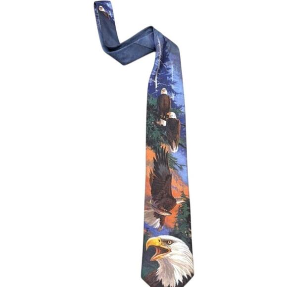 Vintage 1995 Ralph Malin & Co. American Eagle Patriotic Tie Made in the U.S.A. - Picture 2 of 6
